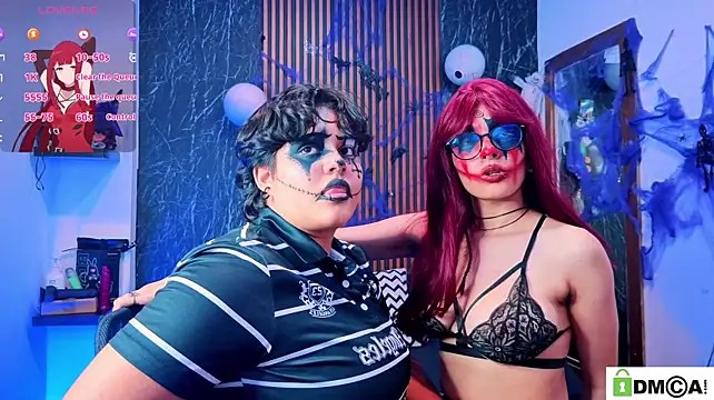 Nico_Blaze22 - Female clowns kiss each other's breasts.