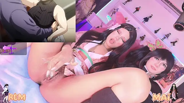 Mai-- - masturbation on Rei with breasts😈