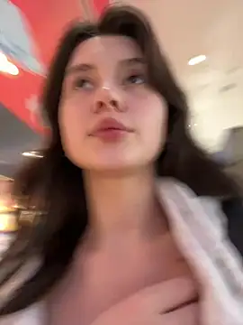 BunnyMilk - Flash tits in public WC