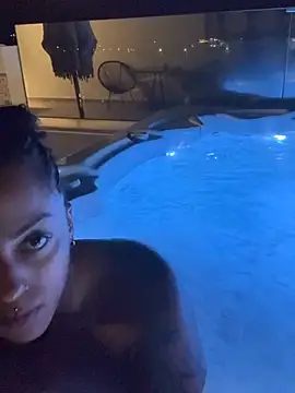 SweetPetiteNoir - Sit on the pool edge and bounce Boobs 😈