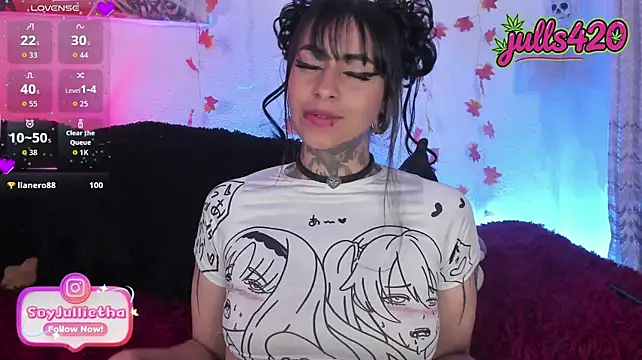 Julls420_ - deepthroat with saliva in tits