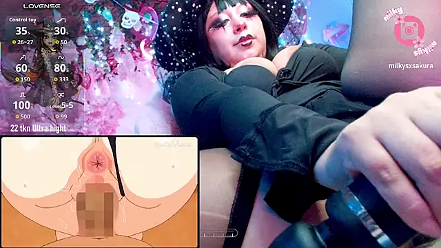 MilkyXSakura - Nipple clamps + 20 spans in boobs🖤