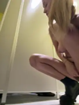 Blonde_exe - camel toe next sink at railway wc