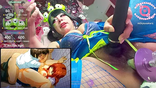MilkyXSakura - Nipple clamps + creamy boobs 👽💙