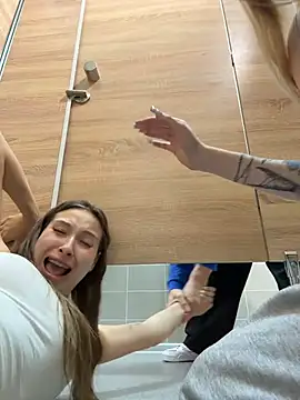 Coconut_milk - Massage boobs each other near urinal