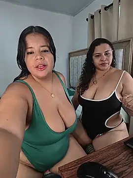Twocurvylatins - stripteaste and hot kiss